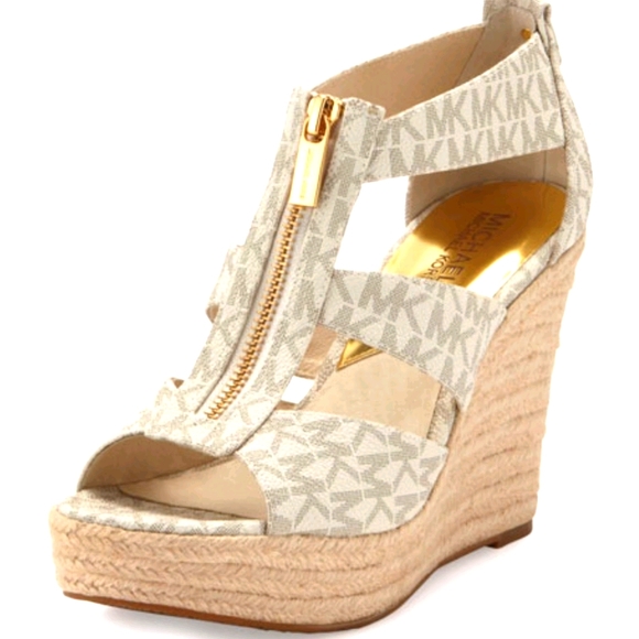 MICHAEL Michael Kors Shoes - MICHAEL KORS Vanilla Mini Logo Damita Wedge